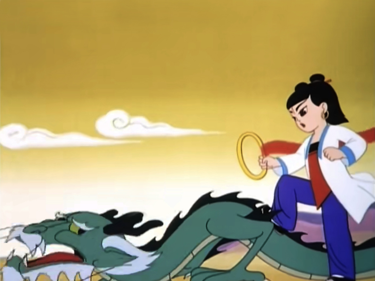 上海美術(shù)電影制片廠制作的傳統(tǒng)故事動(dòng)畫電影《哪吒鬧?！? /><br />
▲上海美術(shù)電影制片廠制作的傳統(tǒng)故事動(dòng)畫電影《哪吒鬧?！?</p>
<h3>
	哪吒鬧海的故事全文
</h3>
<p>
	從前，有一位大將軍叫作李靖，他的夫人生孩子時(shí)，生下來(lái)一個(gè)圓圓的肉球，在地上滾來(lái)滾去。李靖說(shuō)：“這一定是個(gè)妖怪?！彼隳贸鰧殑?lái)，朝著那肉球一劈。真怪，那肉球一裂開，從里面跳出一個(gè)男娃娃來(lái)，胖胖的，可招人喜歡了。
</p>
<p>
	李靖看呆了，正不知道該怎么辦，太乙真人就找來(lái)了?！肮玻?！我知道你家夫人生了個(gè)男娃娃。這娃娃很了不起，讓我收他當(dāng)徒弟吧?！碧艺嫒苏f(shuō)著，拿出一個(gè)鐲子，一塊紅綾，交給李靖，“這是送給徒弟的禮物，這鐲子叫作乾坤圈，這紅綾叫作混天綾?！?</p>
<p>
	這娃娃就是哪吒。
</p>
<p>
	哪吒七歲那年，有一天，天氣熱極了，他就到大海里去洗澡。他拿著混天綾在水里一晃，就掀起了大浪，把東海龍王的水晶宮震得東搖西晃。
</p>
<p>
	東海龍王嚇了一大跳，就派了一個(gè)夜叉上去看看到底是怎么回事。
</p>
<p>
	夜叉鉆出水面一看，原來(lái)是個(gè)娃娃在洗澡，舉起斧頭就砍。哪吒可機(jī)靈啦，連忙把身子一閃，取下乾坤圈，向夜叉扔去。別看這乾坤圈小小的，實(shí)際上，它比一座大山還重。乾坤圈正好打中夜叉的腦袋，把他打死了。
</p>
<p>
	東海龍王聽說(shuō)夜叉被打死了，氣得一個(gè)勁兒地吹胡子，立刻叫他的兒子三太子帶上兵，去把哪吒捉來(lái)。他的兵是什么呀？是蝦、魚、蚌、螃蟹，哩哩啦啦的一大串。
</p>
<p>
	三太子沖出水面，對(duì)哪吒說(shuō)：“打死我家夜叉的是你嗎？”
</p>
<p>
	哪吒說(shuō)：“是我，是我。我好好地在洗澡，你家夜叉話也不問一句，就拿斧頭劈我，我用乾坤圈碰了他一下，他就死了。他那么大的個(gè)兒，怎么一點(diǎn)兒也不經(jīng)打呀？”
</p>
<p>
	三太子蠻不講理，舉起槍就刺，哪吒讓了他好幾次，可是三太子就是不放過他。
</p>
<p>
	哪吒急了，就把混天綾一扔，這混天綾馬上噴出一團(tuán)團(tuán)火焰，把三太子緊緊裹住，使他怎么也逃不掉。哪吒又拿乾坤圈一打，把三太子也打死了，嚇得那些蝦兵蟹將連滾帶爬鉆到水里去了。
</p>
<p>
	三太子一死，就現(xiàn)出原形了，原來(lái)他是一條小龍。
</p>
<p>
	哪吒把他拖到岸上，心想：父親少一根腰帶，我把這小龍的龍筋抽出來(lái)，搓一根腰帶送給父親不好嗎？于是他就把小龍的龍筋抽了出來(lái)，帶回家去了。
</p>
<p align=