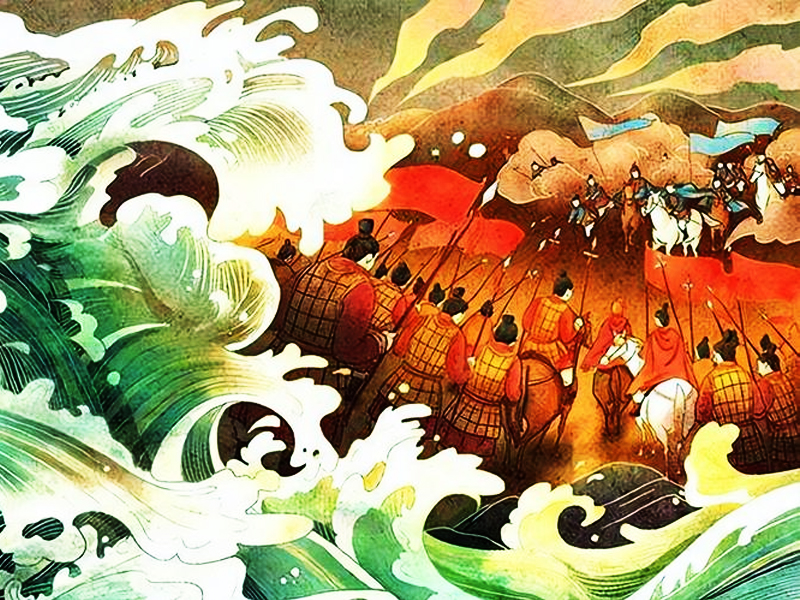 背水一戰(zhàn)故事插畫